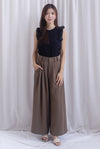 Jevon Wide Legged Pleated Palazzo Pants In Mocha