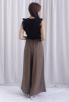 Jevon Wide Legged Pleated Palazzo Pants In Mocha
