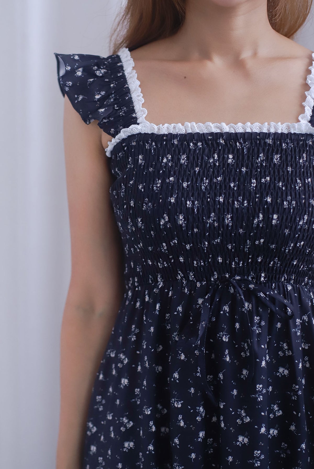 Jezebel Ruffle Strap Lattice Smocked Maxi Dress In Black Floral