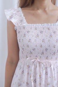 Jezebel Ruffle Strap Lattice Smocked Maxi Dress In Pink Floral