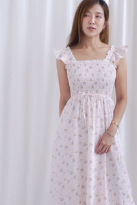 Jezebel Ruffle Strap Lattice Smocked Maxi Dress In Pink Floral