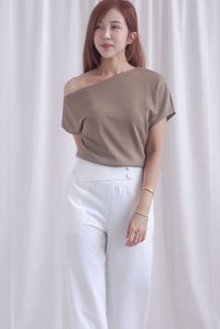 Johanna Asymmetrical Neckline Top In Taupe