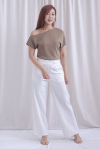 Johanna Asymmetrical Neckline Top In Taupe