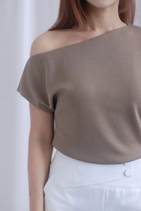 Johanna Asymmetrical Neckline Top In Taupe