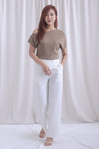 Johanna Asymmetrical Neckline Top In Taupe