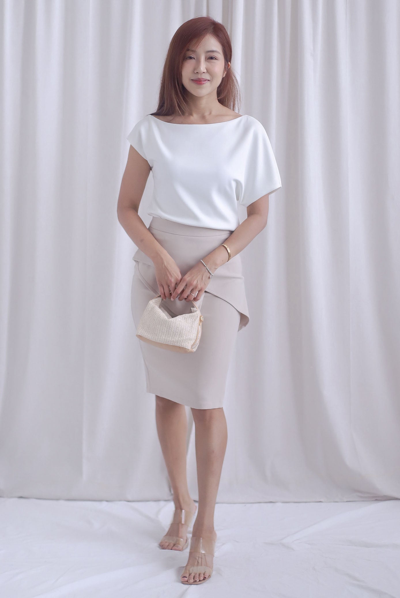 Johanna Asymmetrical Neckline Top In White