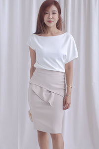 *Premium* TDC Dimity Peplum Pencil Skirt II In Wheat