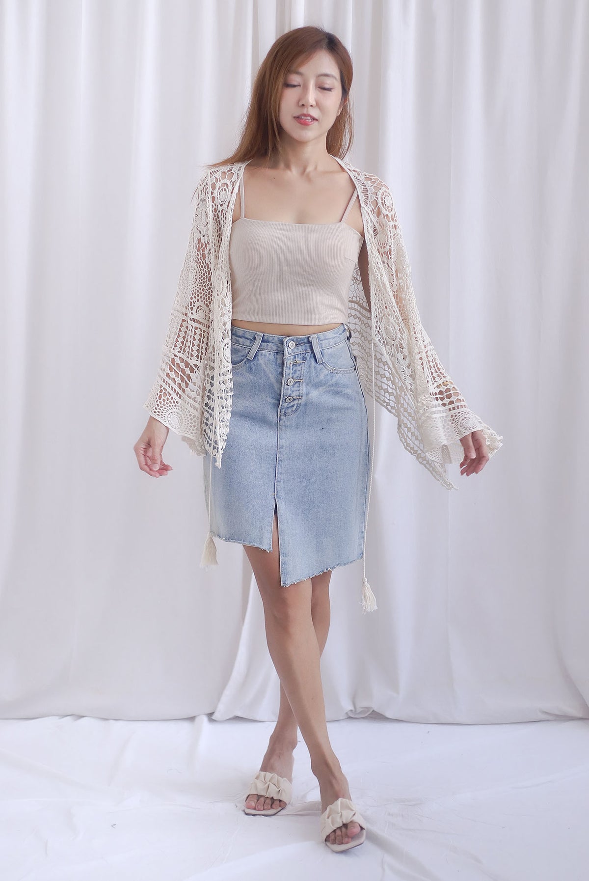Joice Bell Sleeve Crochet Outerwear
