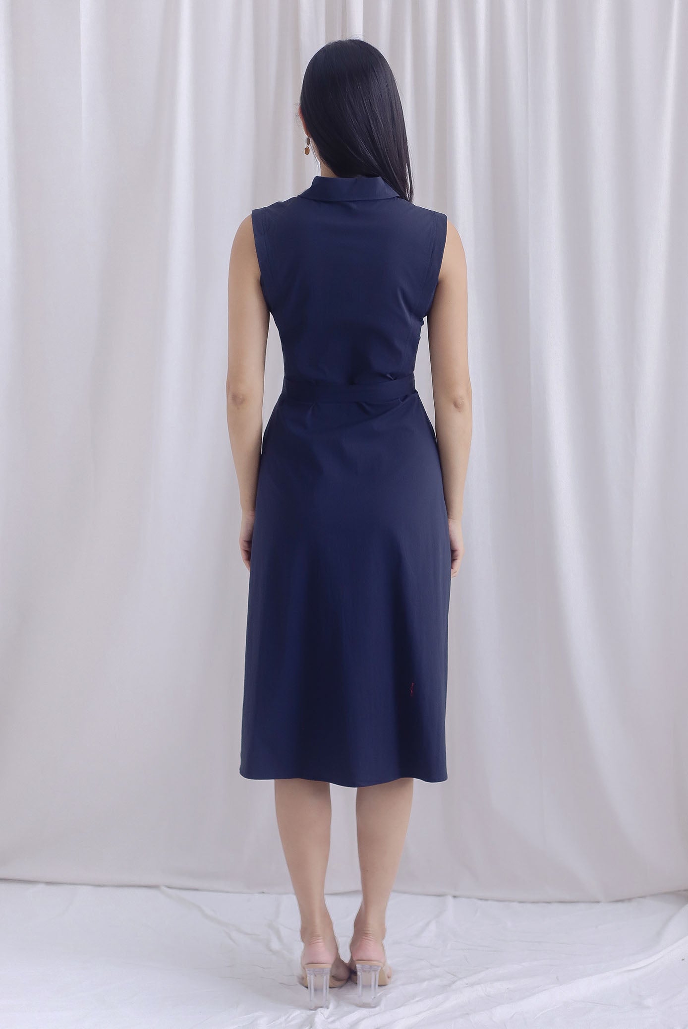 Juniper Buttons Front Sleeveless Belted Shirt Dress In Navy Blue The Design Closets Juniper Buttons Front Sleeveless Belted Shirt Dress In Navy Blue The Design Closets
