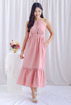 Karmen Pintuck pleats Cut Out Maxi Dress In Pink