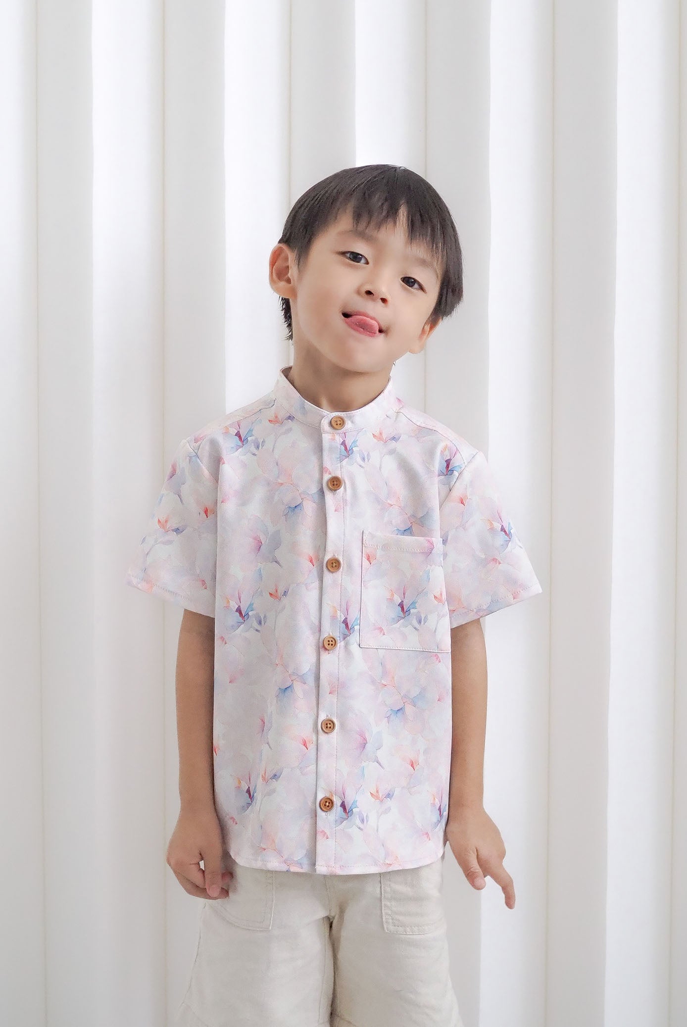 *Kids* TDC Aden Boy Shirt In Misty Rose