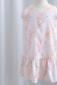 *Kids* TDC Sora Drop Hem Girl Dress In Orange Pale