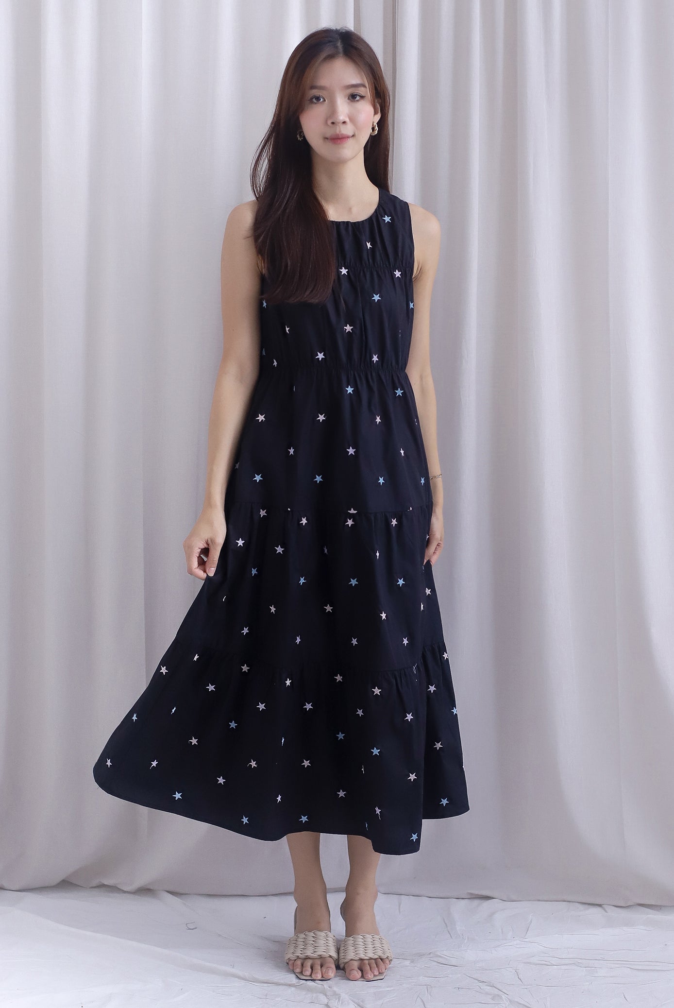 Kiki Star Embro Tier Maxi Dress In Black