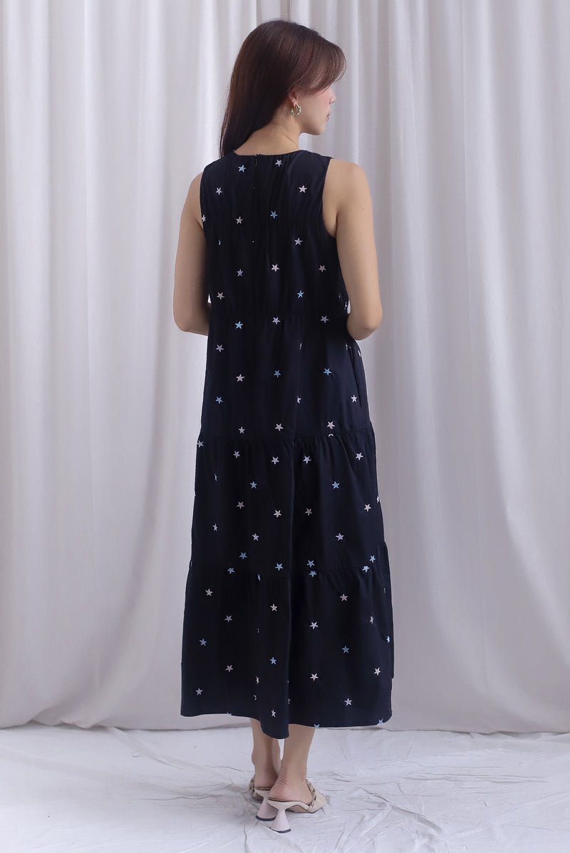 Kiki Star Embro Tier Maxi Dress In Black