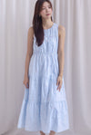Kiki Star Embro Tier Maxi Dress In Powder Blue