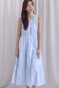 Kiki Star Embro Tier Maxi Dress In Powder Blue