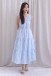Kiki Star Embro Tier Maxi Dress In Powder Blue