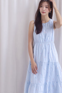 Kiki Star Embro Tier Maxi Dress In Powder Blue