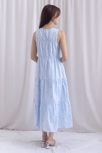 Kiki Star Embro Tier Maxi Dress In Powder Blue
