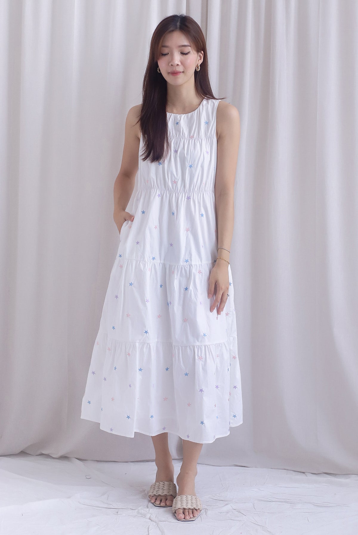 Kiki Star Embro Tier Maxi Dress In White