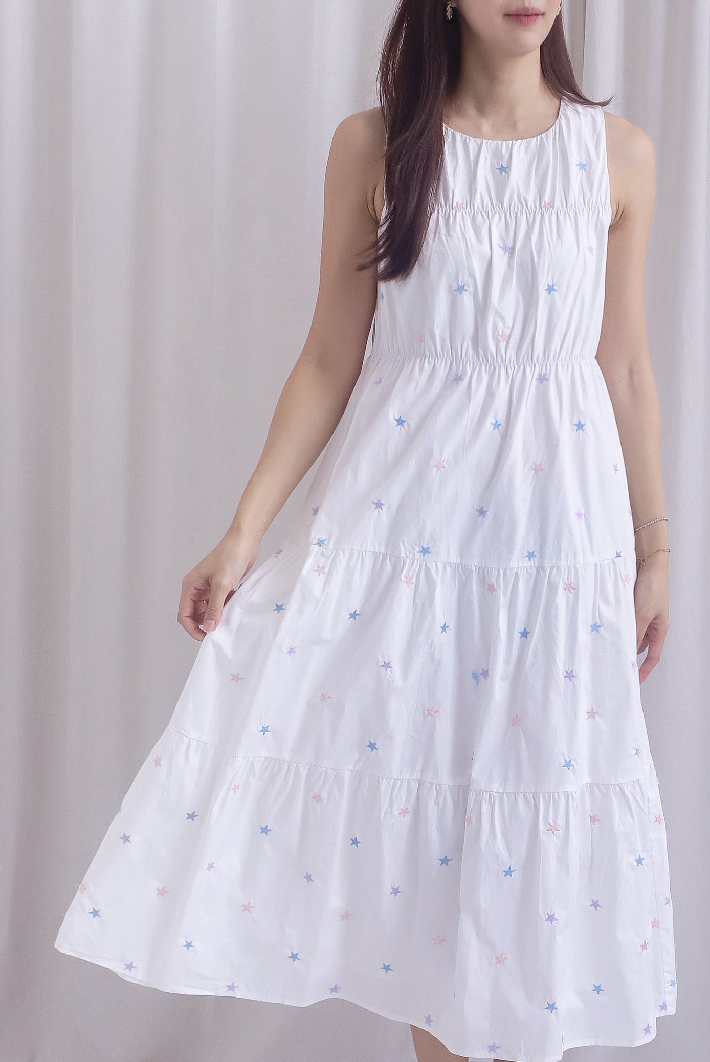 Kiki Star Embro Tier Maxi Dress In White