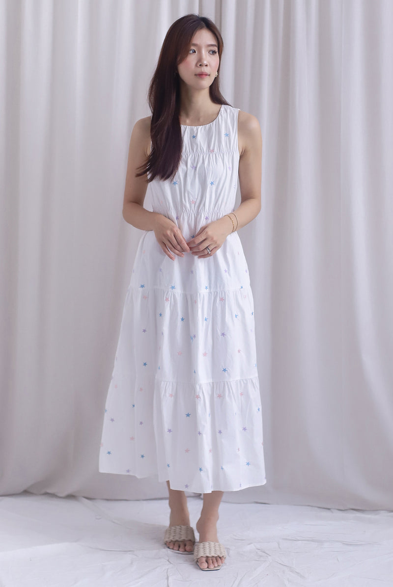 Kiki Star Embro Tier Maxi Dress In White