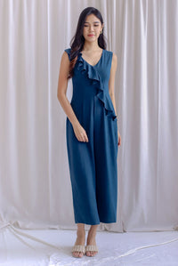 Kimber Waterfall Flutter Jumpsuit In Teal