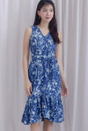 Kinda Porcelain Eyelet Mermaid Dress In Navy Blue