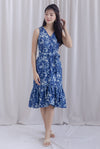 Kinda Porcelain Eyelet Mermaid Dress In Navy Blue