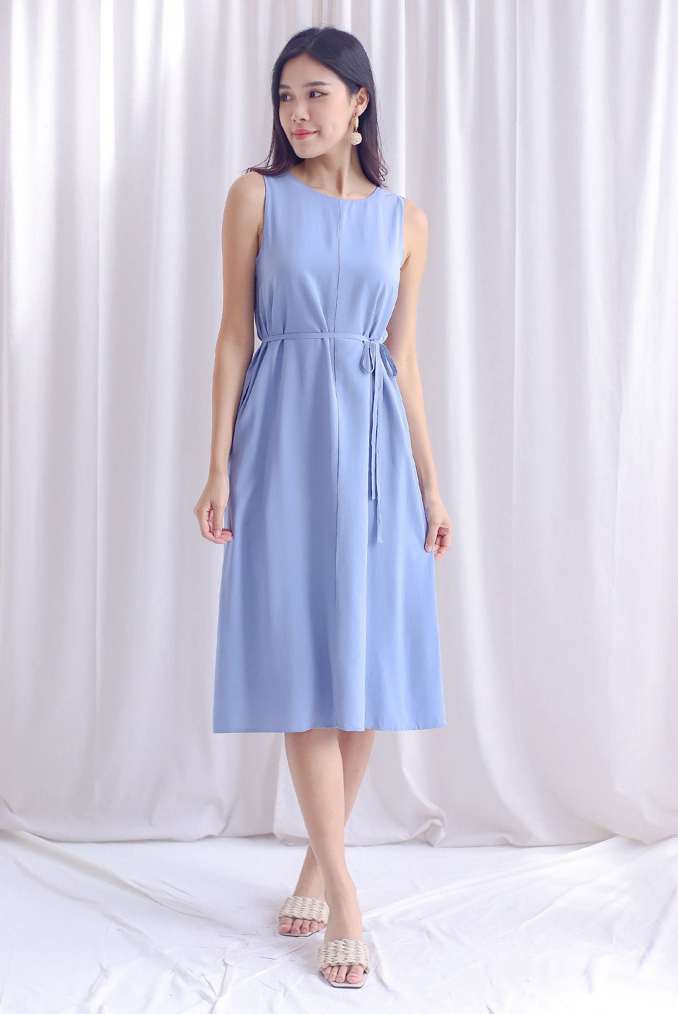 Steel blue shop knee length dress