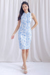 Korren Cheongsam Dress In Blue Porcelain