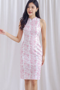 Korren Cheongsam Dress In Pink Porcelain