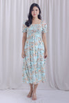 Kristin Puffy Sleeve Smocked Maxi Dress In Mint