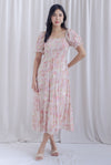 Kristin Puffy Sleeve Smocked Maxi Dress In Pink