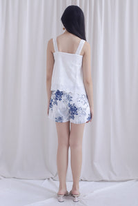 Kristy Pintuck Buttons Eyelet Top In White