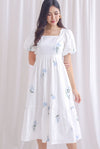 Kyara Embroidery Puffy Sleeve Maxi Dress In White