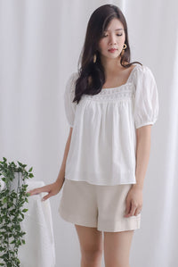 Ladora Crochet Puffy Sleeve Top In Black