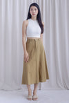 Lanley Denim Patch Skirt In Camel