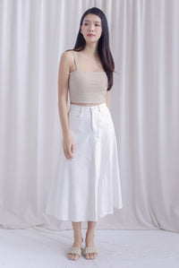 Lanley Denim Patch Skirt In White