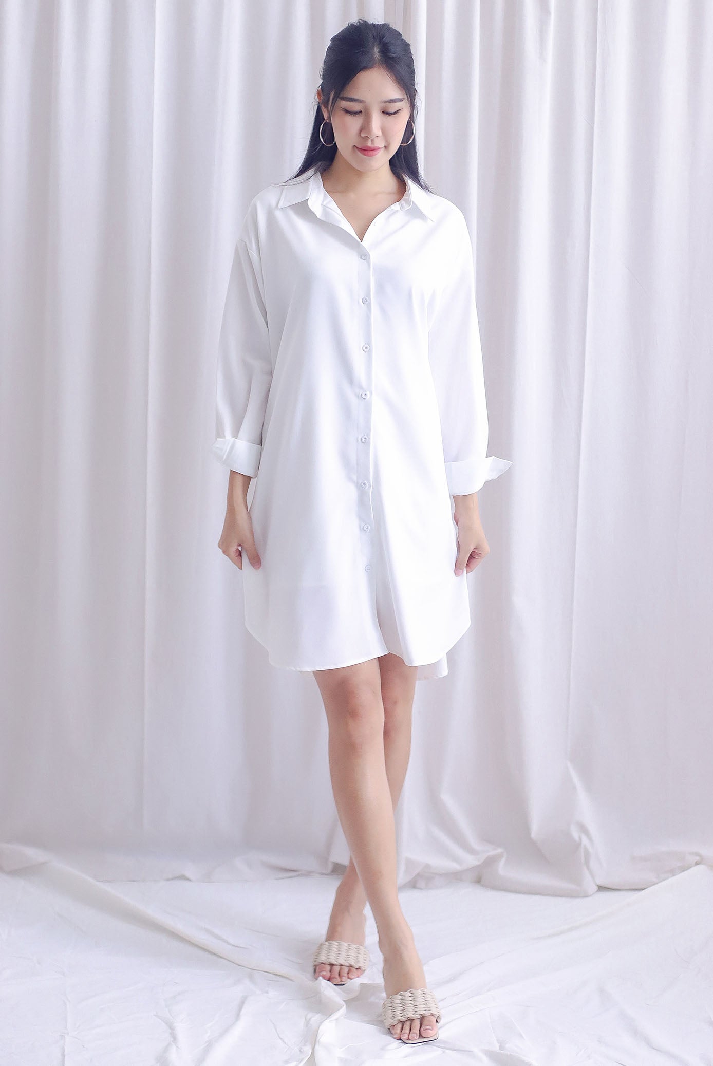 Lannie Multi-Way Shirt Dress In White
