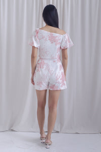 Larisa Porcelain Rose Puffy Sleeve Toga Top In Pink