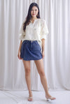 TDC Lassie Tiered Puffy Sleeve Top In Cream Embro