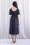 Laurent Tie Front Frill Neckline Puffy Sleeves Dress In Black