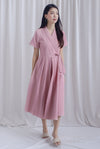 Lavenia Lape Collar Wrap Dress In Pink