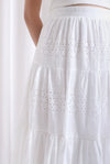 Legacy Eyelet Tiered Skirt In White