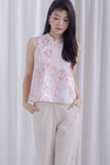 Lia Floral Oriental Cheong Sam Top In Pink