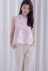 Lia Floral Oriental Cheong Sam Top In Pink