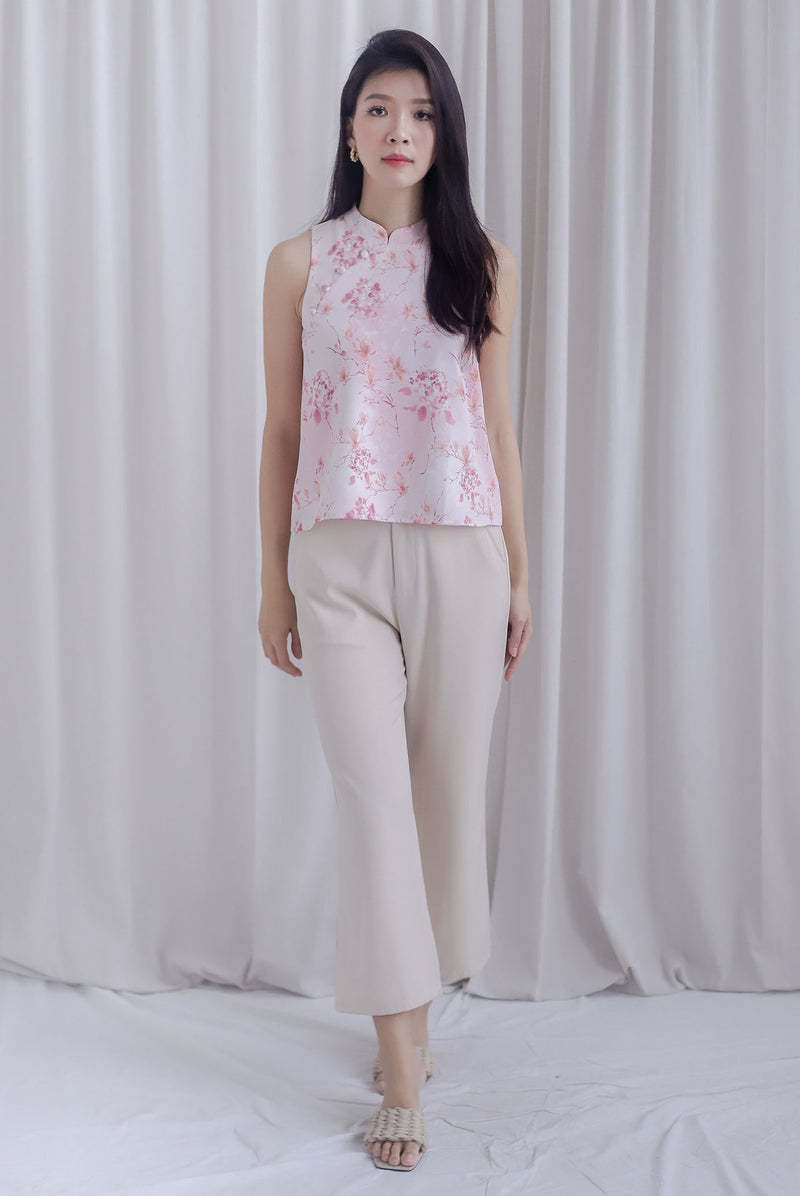 Lia Floral Oriental Cheong Sam Top In Pink