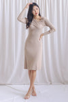 Loreen Asymm Origami Knit Dress In Taupe