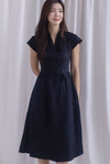 Madelyn Buttons Textured Dress In Black